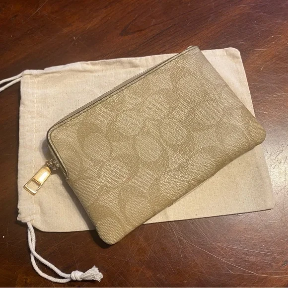 Coach Tan and Cream Wristlet - Picture 2 of 7